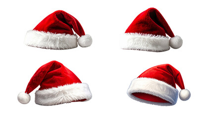 Festive Joy A Collection of Red and White Santa Hats for Holiday Celebrations
