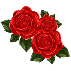 bouquet of tri red roses