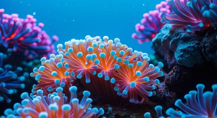 Vibrant Underwater World. CloseUp of Colorful Coral Reef with Exquisite Details