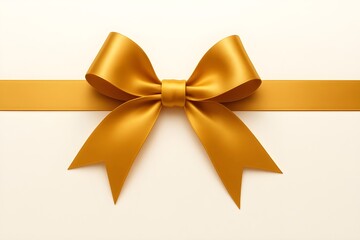 Fototapeta premium Elegant gold ribbon bow on white background