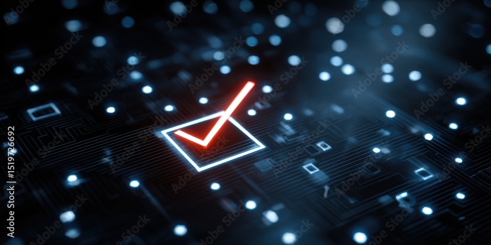 Aufkleber a stunning image of futuristic digital interface with glowing check mark in checklist. technological