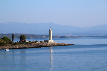 Panoramic view over the Gythio bay with its lighthouse (Peloponnese, Greece)