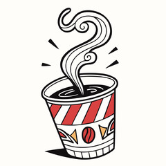 Cup of hot coffee in vector