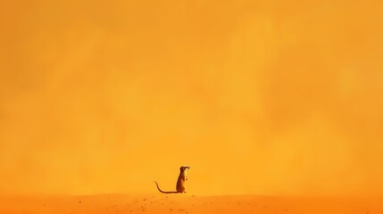 Silhouette of a small desert animal standing amidst a fierce dust storm.  A powerful image representing resilience, survival, and the harsh beauty of nature.