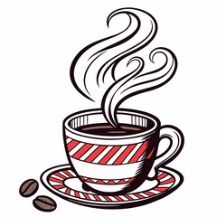 Cup of hot coffee in vector