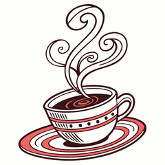 Cup of hot coffee in vector