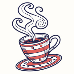 Cup of hot coffee in vector