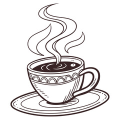 Cup of hot coffee in vector