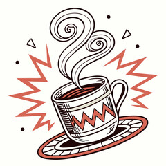 Cup of hot coffee in vector