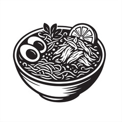 vector illustration of a bowl of noodle with egg