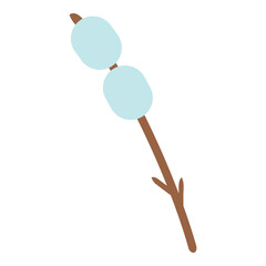 Hand drawn cartoon marshmallow on a stick vector illustration