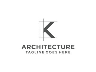 letter K logo, creative architecture design, vector illustration, isolated on transparent background