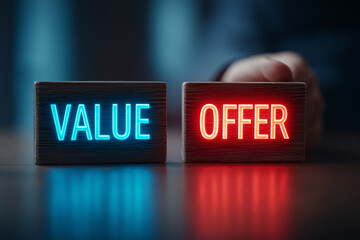 Engaging message held by a person advocating for value and offer awareness