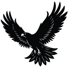 Majestic Black Hawk in Flight A Powerful Vector Illustration