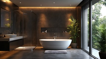 ラグジュアリーな雰囲気のモダンバスルーム