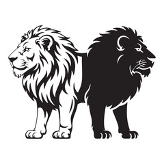 Majestic lion silhouette bold wildlife vector