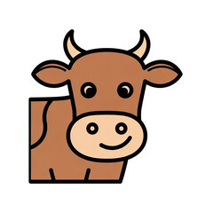A cartoon cow with brown spots and a happy expression art