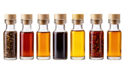 Assorted Flavored Oils in Glass Bottles
