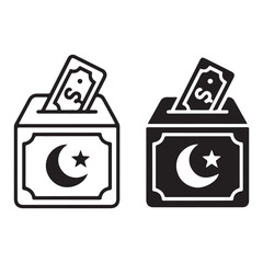 Faith based charity illustration crescent and dollar note