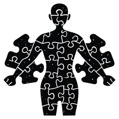 Human Body Puzzle Abstract Illustration of Identity, Connection, and Self-Discovery