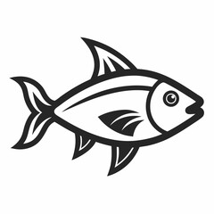 Simple Fish Icon Outline Design Vector Illustration of a Fish Aquatic Animal Graphic Seafood Symbol Isolated Fish Silhouette