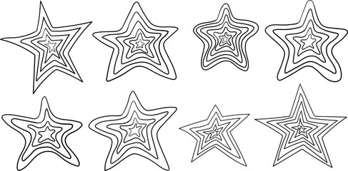 abstract line stars vector set isolated creative doodle elements for web design decor cosmic space festive digital graphic illustration