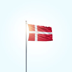 Denmark Flag Vector Illustration, National Flag of Denmark with Official Colors, Danish Flag Background, Constitution Day. Denmark Flag Waving Vector Design.