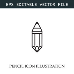Pencil Icon Black and White Vector Design Image Illustration
