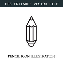 Pencil Icon Black and White Vector Design Image Illustration
