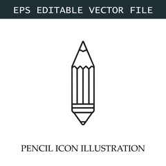 Pencil Icon Black and White Vector Design Image Illustration
