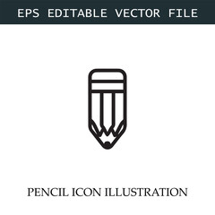Pencil Icon Black and White Vector Design Image Illustration
