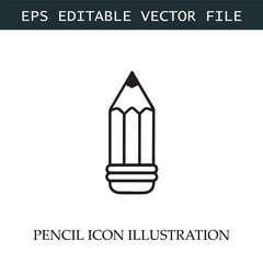 Pencil Icon Black and White Vector Design Image Illustration

