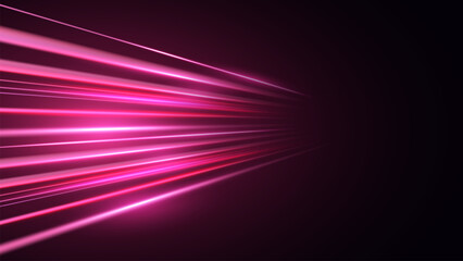 Fototapeta premium Panoramic high speed technology concept, light abstract background. Modern abstract high-speed movement. Dynamic motion light trails with motion blur effect on dark background. 