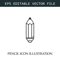 Pencil Icon Black and White Vector Design Image Illustration
