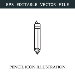 Pencil Icon Black and White Vector Design Image Illustration
