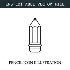 Pencil Icon Black and White Vector Design Image Illustration
