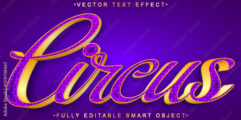 Poster circus clown festival fun colorful joyful fully editable smart object text effect