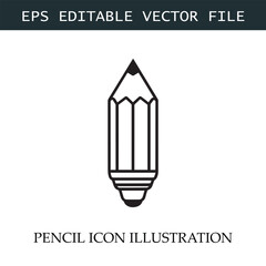 Pencil Icon Black and White Vector Design Image Illustration
