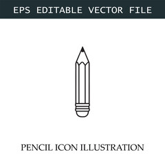 Pencil Icon Black and White Vector Design Image Illustration
