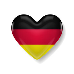 Glossy heart-shaped icon with the German flag colors — black, red, and gold — symbolizing love for Germany or German heritage.