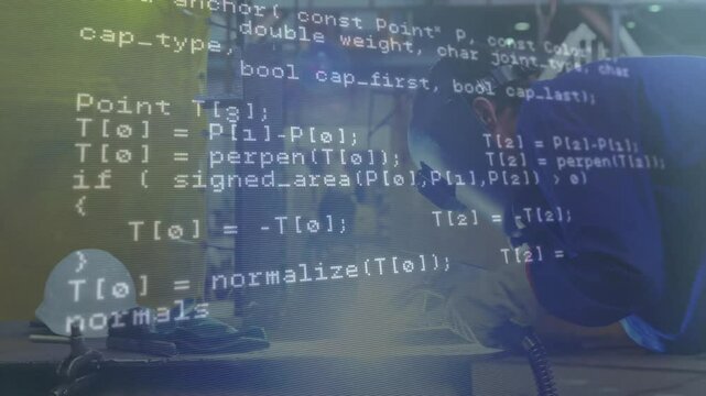 Welder igniting torch arc and causing C++ HTTP request code overlay during metal fabrication