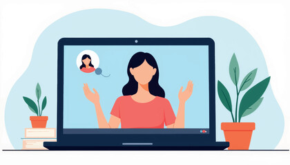 Engaging video call with client on tablet, remote communication