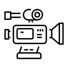 A linear style icon of a camcorder