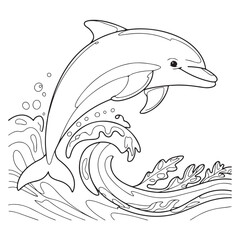 Cute dolphin outline playful sea animal illustration