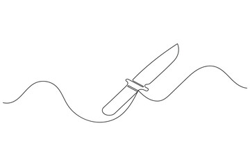 Knife continuous line drawing illustration with minimalist style for kitchen