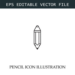 Pencil Icon Black and White Vector Design Image Illustration
