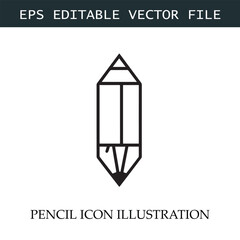Pencil Icon Black and White Vector Design Image Illustration
