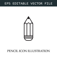 Pencil Icon Black and White Vector Design Image Illustration
