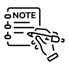 A line style icon showing a writing notepad 