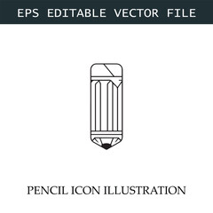 Pencil Icon Black and White Vector Design Image Illustration
